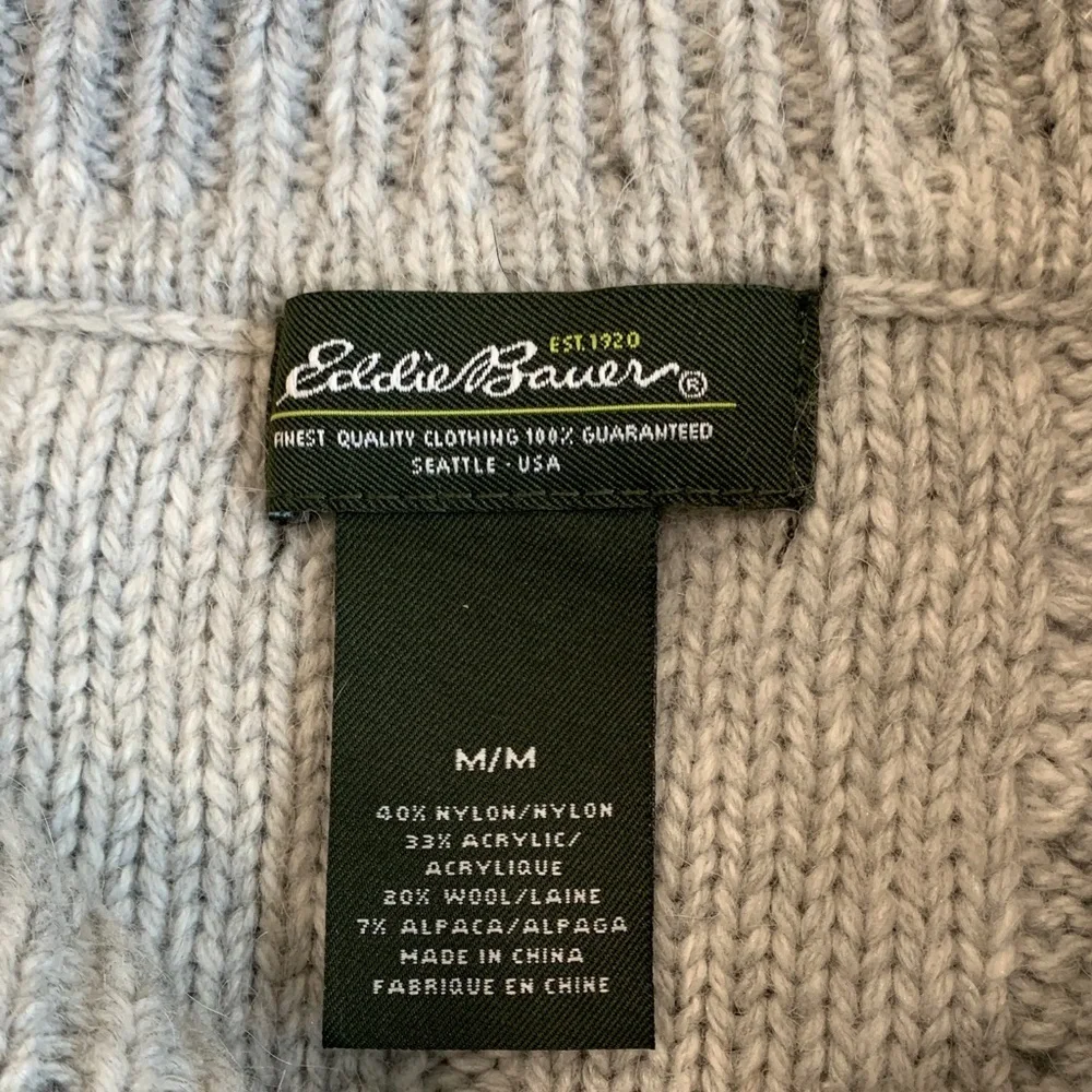 Eddie Bauer Cream Cable Knit Button Cardigan Wool/Alpaca Size Medium - Picture 3 of 9